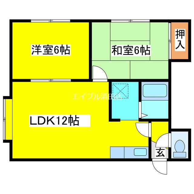 真栄ガーデンヒルズB(2LDK/3階)の間取り写真