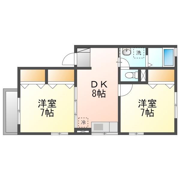 ウィルモア赤道(2DK/1階)の間取り写真
