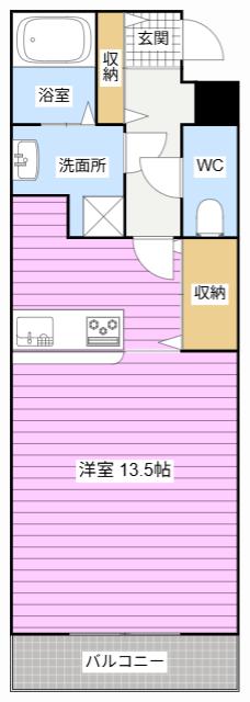 サンマリンI(ワンルーム/3階)の間取り写真