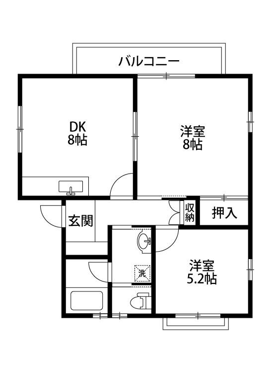 ラグーン神道寺南B棟(2DK/1階)の間取り写真