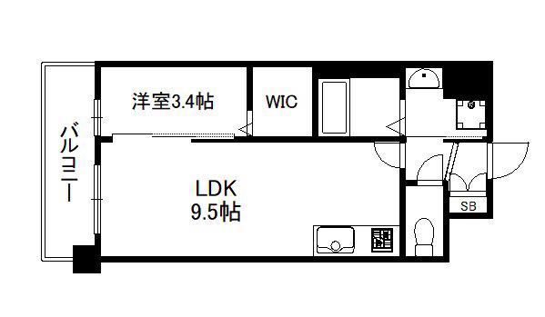 ソルテラス京都JUJO薫(1LDK/4階)の間取り写真