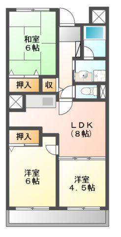 ドミールカメリア(3LDK/1階)の間取り写真