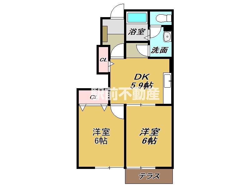 シャンポール(2DK/1階)の間取り写真