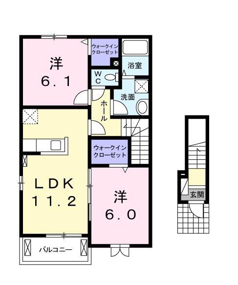 サンブライトI(2LDK/2階)の間取り写真
