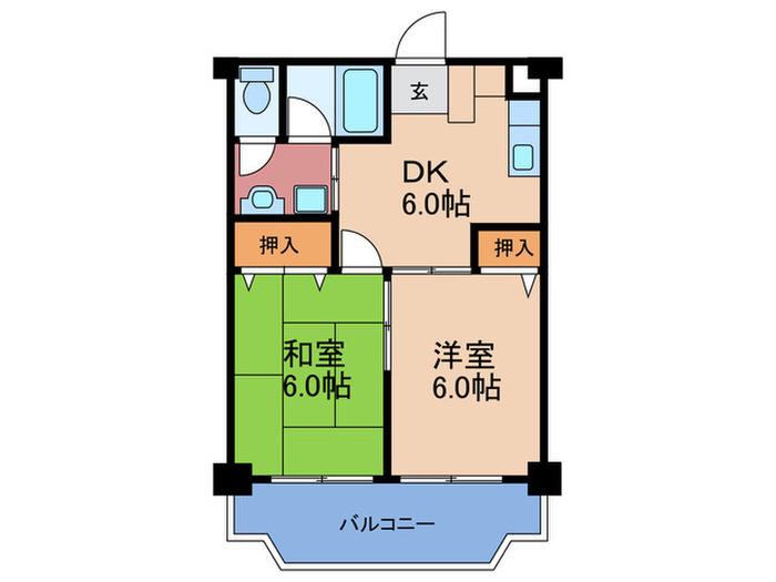 第4エンシンハイツ(2DK/3階)の間取り写真