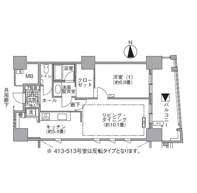 アクティ汐留(1LDK/5階)の間取り写真