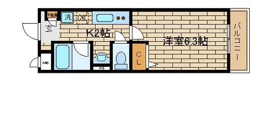 コスティエーロ須磨(1K/1階)の間取り写真