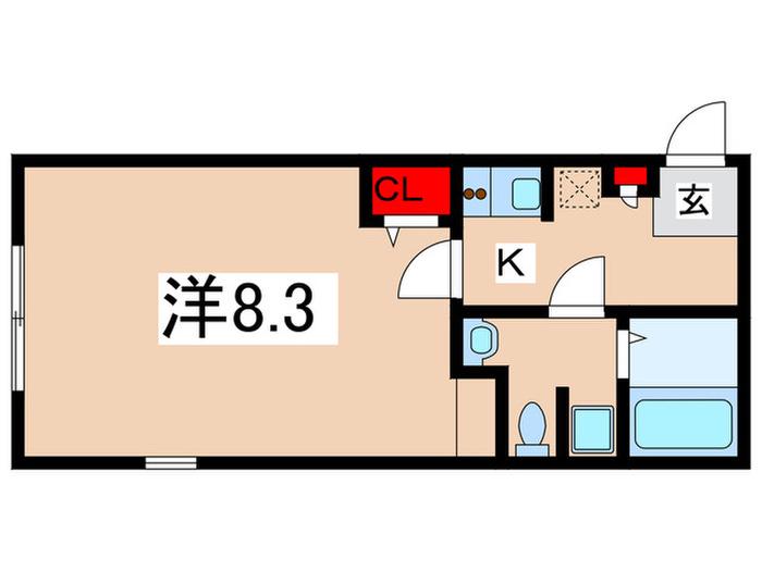 アムールローズ(1K/1階)の間取り写真