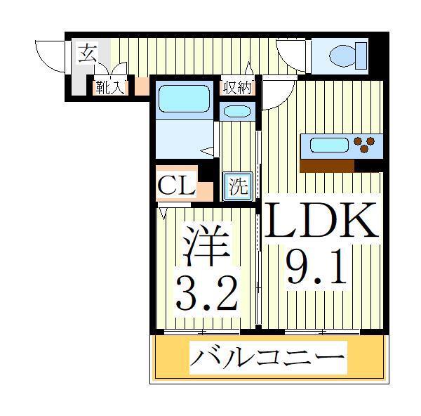 グランバニア(1LDK/3階)の間取り写真