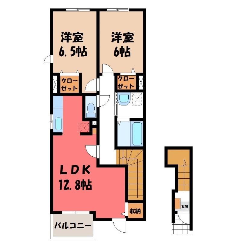ジベルニ-I(2LDK/2階)の間取り写真