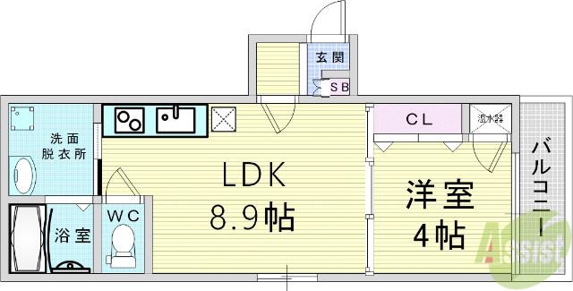 F ASECIA LUTZ(1LDK/1階)の間取り写真