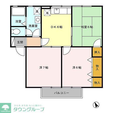 リヴェールコートC(3DK/2階)の間取り写真
