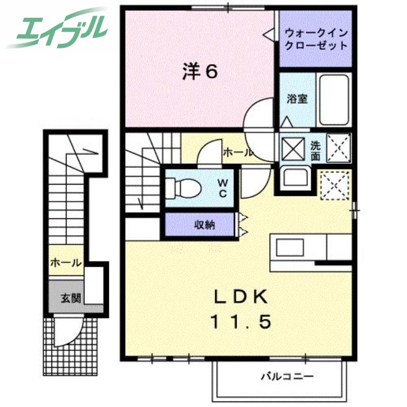 OAZO B(1LDK/2階)の間取り写真