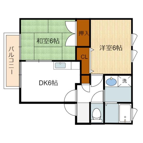 セピアコートHOZUMI(2DK/2階)の間取り写真