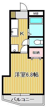 トラッドワカシマII(1K/1階)の間取り写真