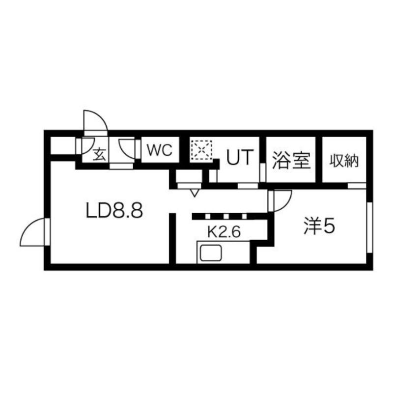 ラフィナート南平岸(1LDK/2階)の間取り写真