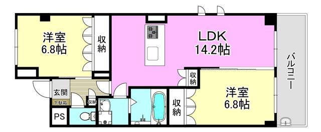 URBAN HILLS SAITOII(2LDK/1階)の間取り写真
