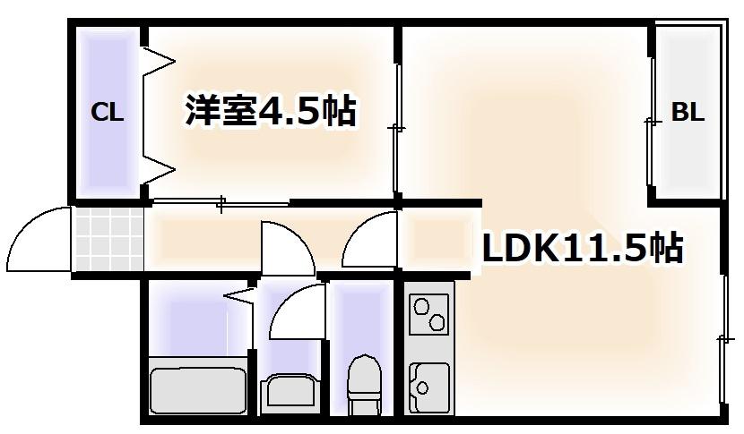 シティハイツ沢之町公園(2DK/4階)の間取り写真