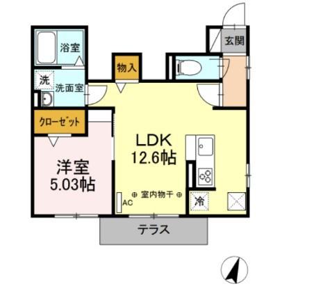 カサベルテ(1LDK/1階)の間取り写真