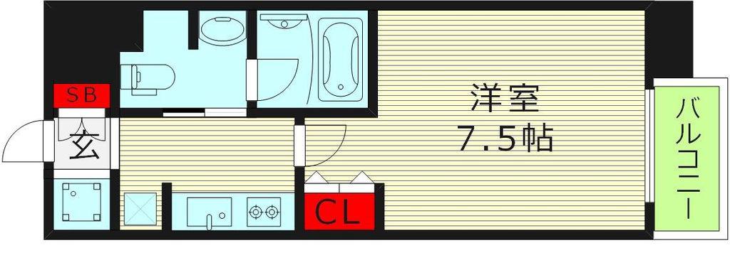 ヴィラセレーノ森小路(1K/5階)の間取り写真