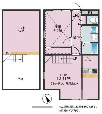 ハナブキ壱番館(1LDK/2階)の間取り写真