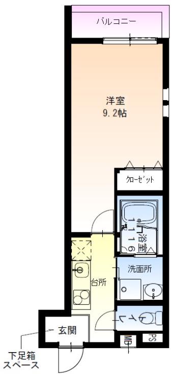 フジパレス岩田町ノース(1K/3階)の間取り写真