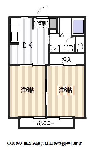 ディアスFR(2K/2階)の間取り写真