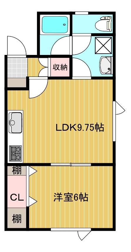 ハーモニー三輪(1LDK/2階)の間取り写真