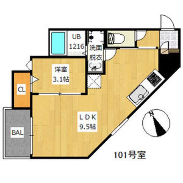 REGALEST CB(1LDK/1階)の間取り写真