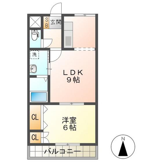 チャペルヒルズ(1LDK/1階)の間取り写真