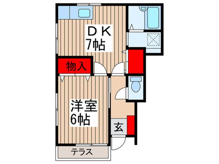 ローナ パ-トII(1DK/1階)の間取り写真