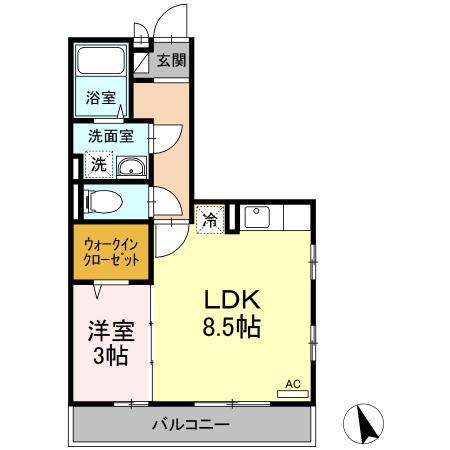 ビーエムシー北寺尾(1LDK/2階)の間取り写真