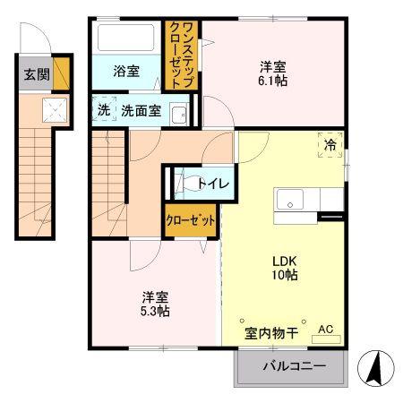 ディアコート駒生A棟(2LDK/2階)の間取り写真