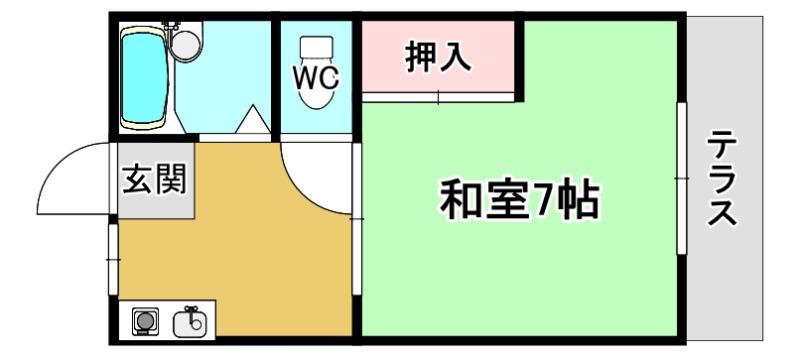 サンビレッジ呉服(1K/1階)の間取り写真