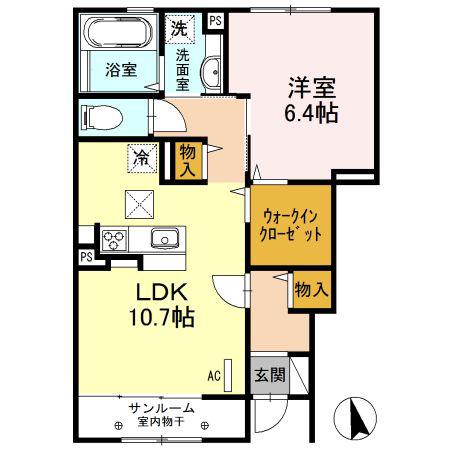 ルミナス桜(1LDK/1階)の間取り写真