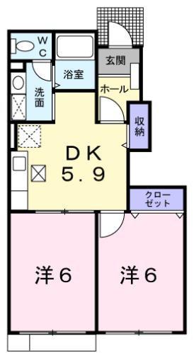 アネックス・フレール(2DK/1階)の間取り写真