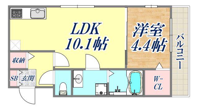 メゾンエトワール神戸中道通(1LDK/2階)の間取り写真