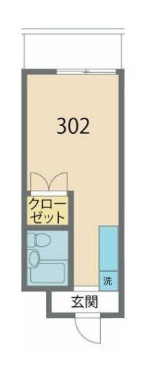 ポルシェ矢部(ワンルーム/3階)の間取り写真