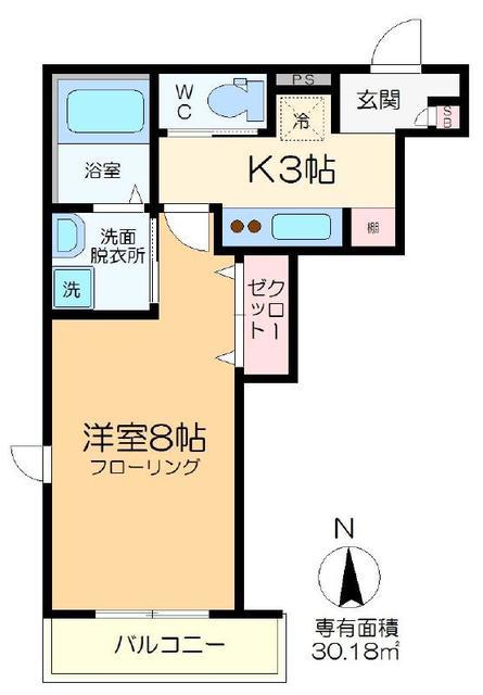 アパルトマン西小岩(1K/2階)の間取り写真