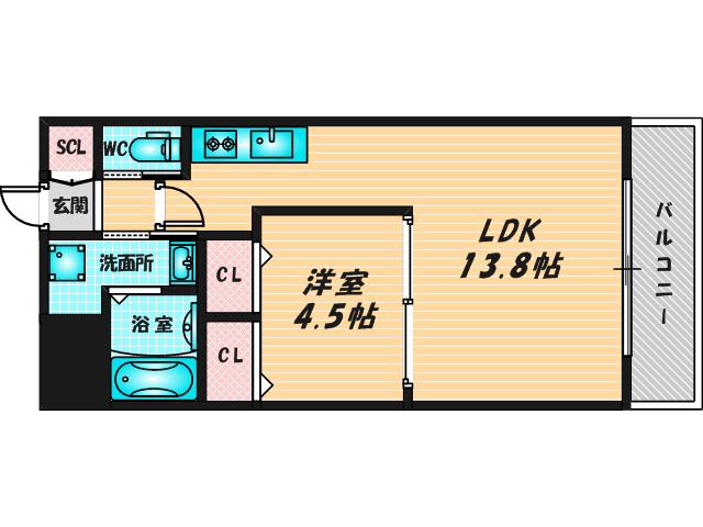 プレジオ永和ASIAN(1LDK/9階)の間取り写真
