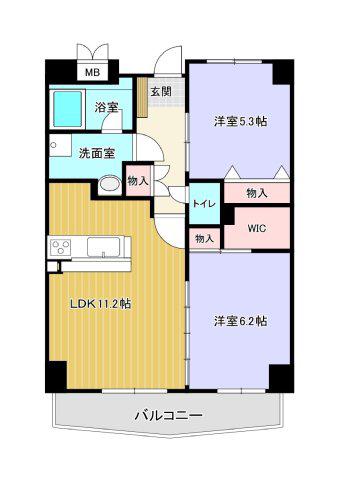 マリンコート本郷(2LDK/4階)の間取り写真