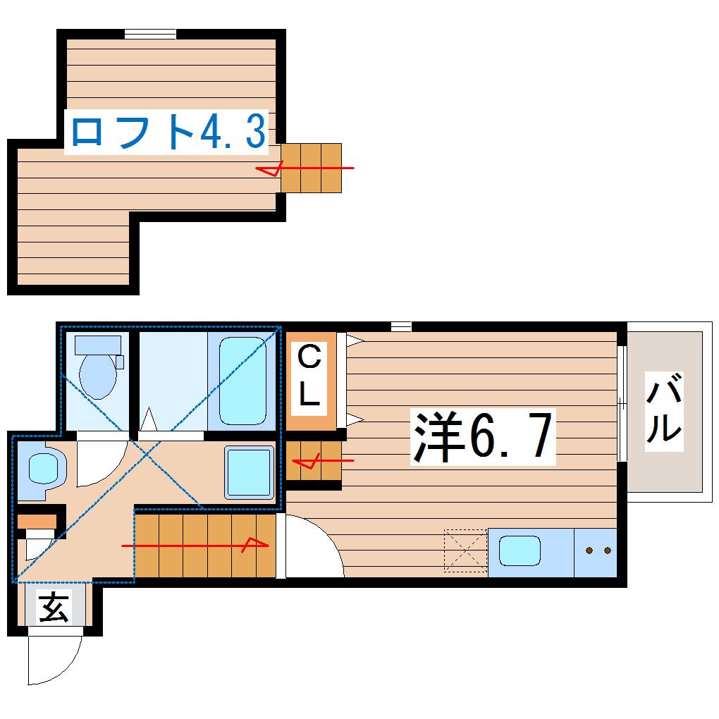 RIZEST PEACE東照宮(ワンルーム/1階)の間取り写真