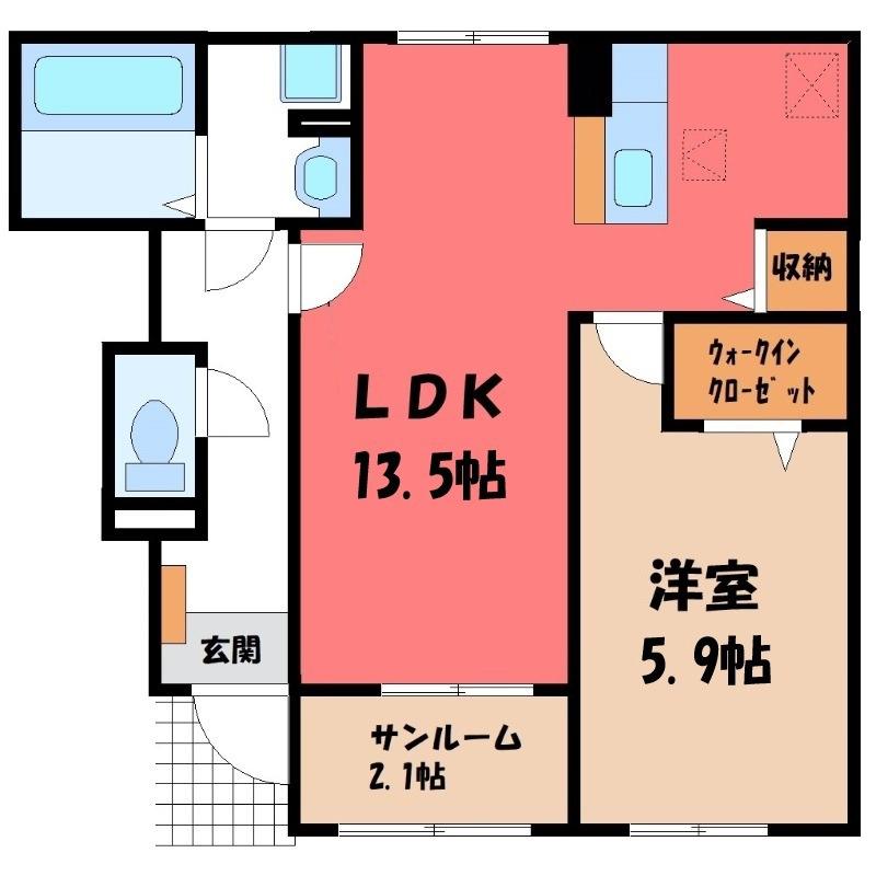 フォックス ゲート S(1LDK/1階)の間取り写真
