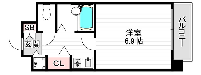 リーガル弁天町(1K/3階)の間取り写真