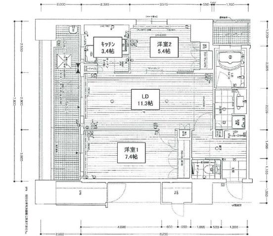 リーガルタワー大阪(2LDK/14階)の間取り写真