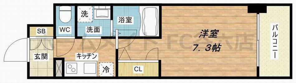 エスリード本町レジデンス(1K/10階)の間取り写真
