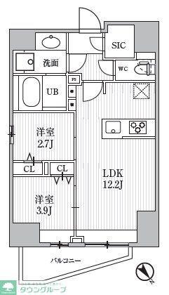 S-RESIDENCE目黒大岡山BRESA(2LDK/2階)の間取り写真