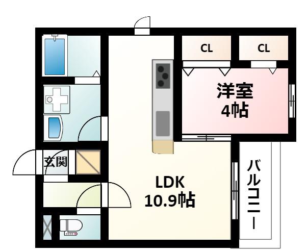 クオーレ(1LDK/2階)の間取り写真