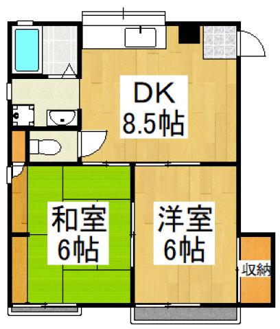 アーバンハイツ(2DK/2階)の間取り写真