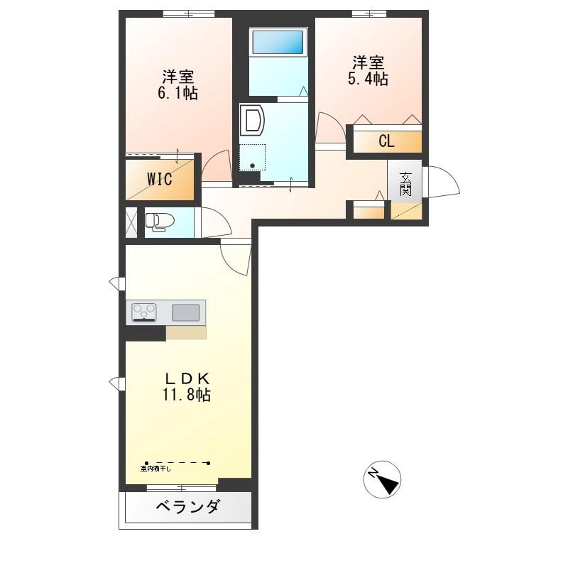 ヴィラーチェS(2LDK/1階)の間取り写真
